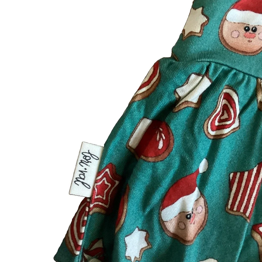 NWT Lori and Val Bamboo Cookie Soiree Holiday Bodysuit Dress 3-6 Months